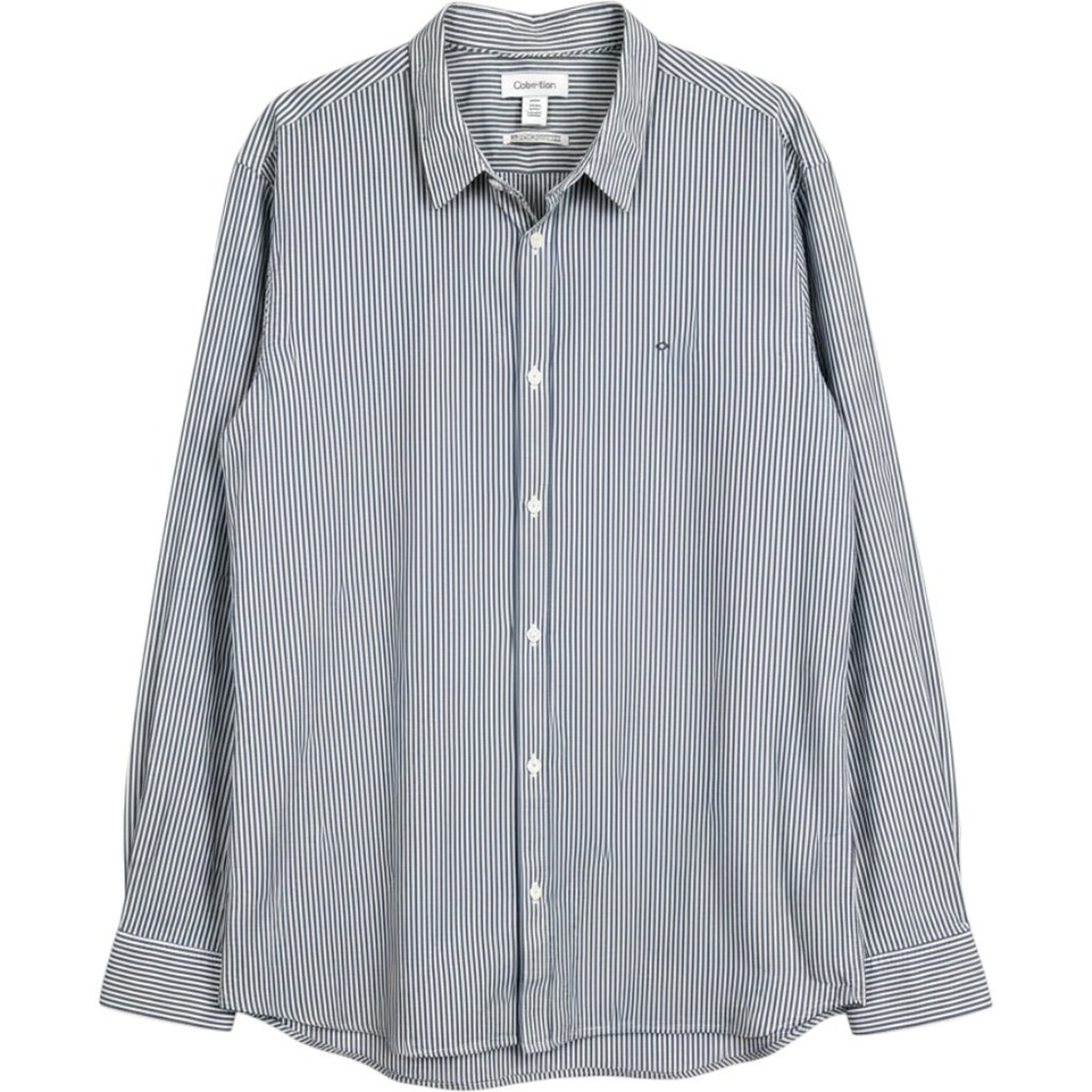 Calvin Klein Mens Extra Fine Cotton Striped Long Sleeve Button Down Shirt XL